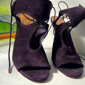 Aquazzura suede lace up heels worn once!